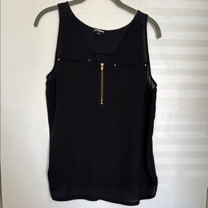 Express Black Sleeveless Top with Gold Zipper